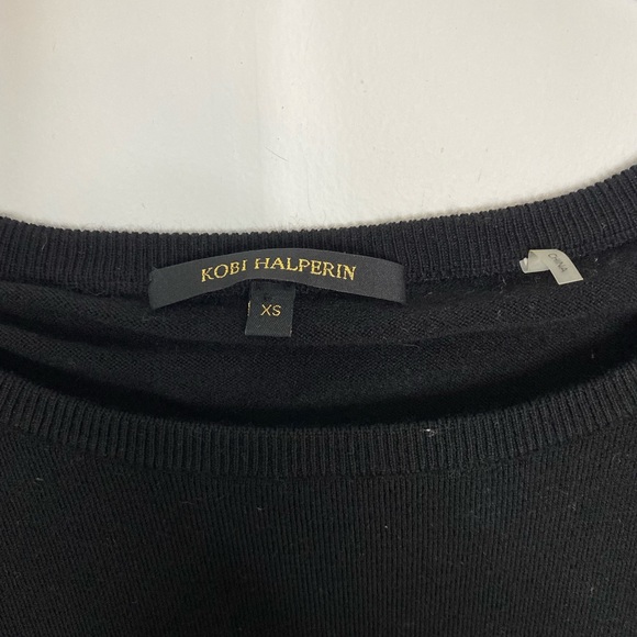 KOBI HALPERIN Black 100% Extra Fine Merino Wool Crew Neck Cape Sweater - Picture 6 of 7